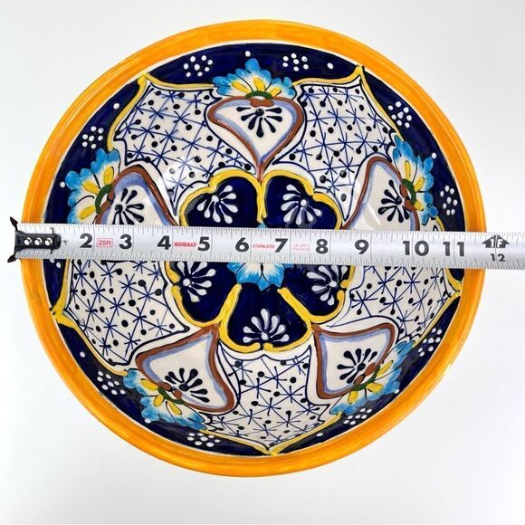 Large Serving Bowl Handpainted Ceramic Made In Mexico Rosario Pattern - Picture 9 of 9